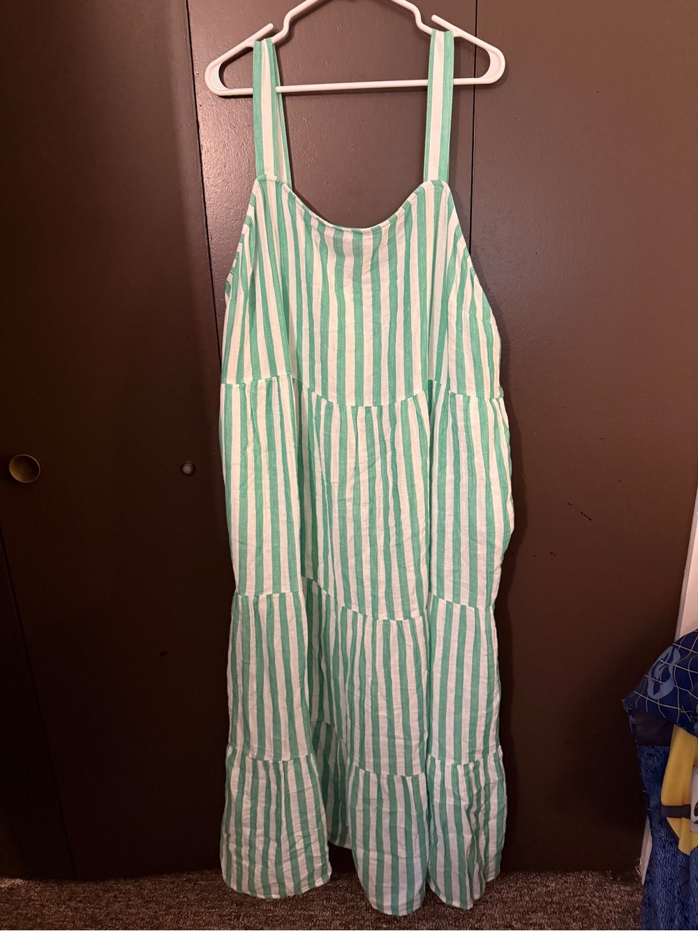 Sonoma Green and White Smocked Sundress